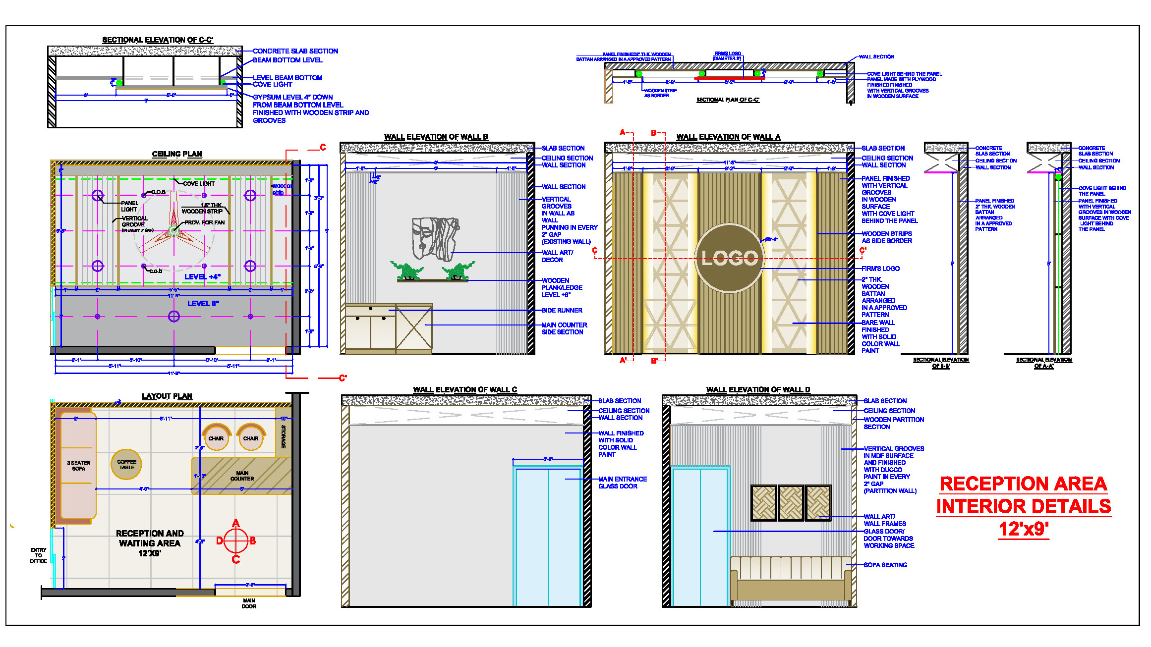 Professional Office Reception Interior AutoCAD Drawing